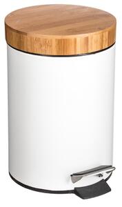 Odpadkový koš Natureo, bílá/s dřevěnými prvky, 3L