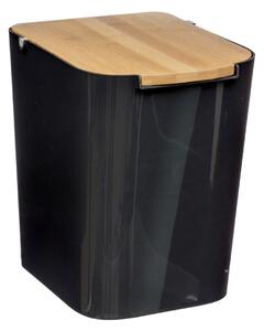 Odpadkový koš Natureo, černá/s dřevěnými prvky, 5L