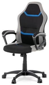 Kancelářská a herní židle, potah modrá, šedá a černá látka, houpací mechanismus Modrá