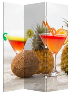Paraván - Ananasy a sklenice na pláži (126x170 cm)