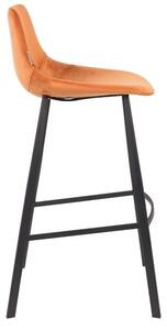 Oranžová sametová barová židle DUTCHBONE Franky 80 cm