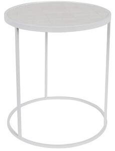 Bílý kovový odkládací stolek ZUIVER GLAZED s keramickým obkladem 40 cm