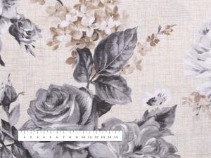 Biante Dekorační povlak na polštář s lemem Leona LN-097 Šedé růže na režném 30 x 50 cm