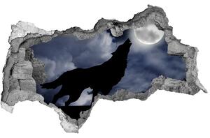 Díra 3D fototapeta na stěnu Vyjící vlk úplněk nd-b-61523126