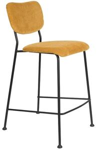 Okrová manšestrová barová židle ZUIVER BENSON 65 cm