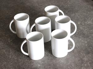 BDK-GLASS Sada 6ks bílých porcelánových hrnků