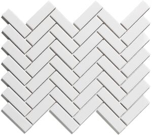 FIN Obklad keramická bílá Mozaika PARKET Bílá Lesk 2,2x7,2 (27,4x31,8) cm - PAHG100