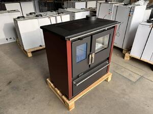 EEK A+ - Verso CS Plus Inox kuchyský sporák na dřevo 7,7 kW - ervené boní panely