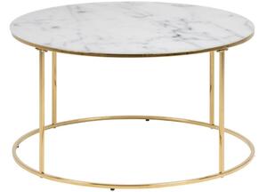 Scandi Bílo-zlatý skleněný konferenční stolek Morgan 80 cm