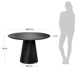 Černý dřevěný kulatý jídelní stůl Kave Home Jeanette 120 cm