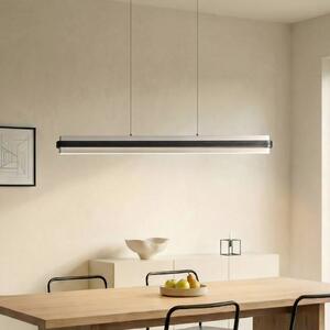 Lucande LED závěsné světlo Tarnin, černá/nikl, 98 cm, stmívatelný, Černá, Obývací pokoj / jídelna, kov, Moderní