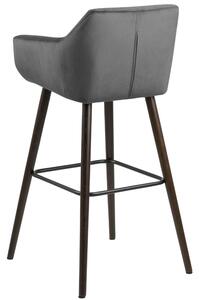 Scandi Šedá sametová barová židle Marte 79 cm