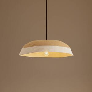Lindby závěsné světlo Caliva, Ø 60 cm, béžová/bílá, konopné lano, Krémová / jantar, Obývací pokoj / jídelna, Textil / tkanina / hedvábí, Moderní
