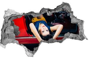 Fotoobraz díra na stěnu Žena v autě nd-b-75274635