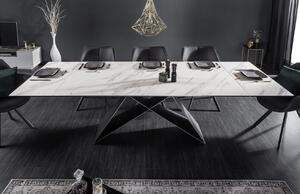 Moebel Living Bílý mramorový rozkládací jídelní stůl Rosario 180-260 x 100 cm