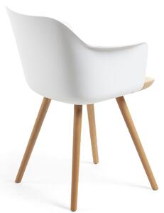 Bílá plastová jídelní židle Kave Home Bjorg s područkami