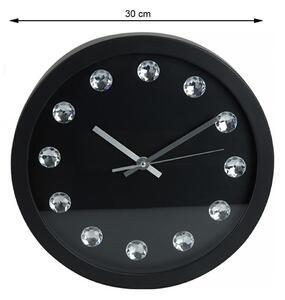 DekorStyle Nástěnné hodiny s kameny černé