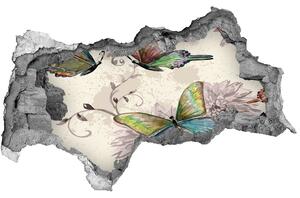 Díra 3D foto tapeta nálepka Motýli a květiny nd-b-90122536