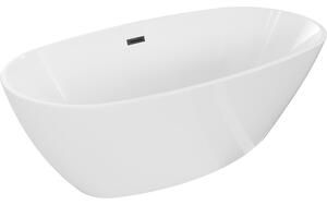 Mexen Eris volně stojící vana 180 x 80 cm, bílá, černý přepad - 53441808000-70
