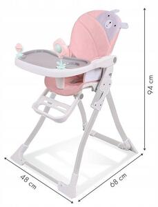 ECOTOYS Dětská jídelní židle Teddy bílo-růžová