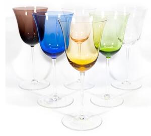 Výrobce po 1 ks Sada 6x sklenice na víno 300 ml čirá s různě barevným nádechem KK00443