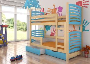Poschoďová dětská postel Bellingham, borovice/modrá