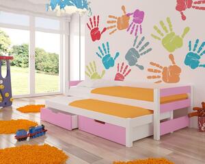 Dětská postel s přistýlkou Brumbál, bílá/růžová