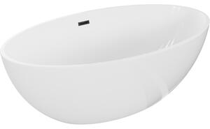 Mexen Nike volně stojící vana 175 x 100 cm, bílá, černý přepad - 54071751000-70