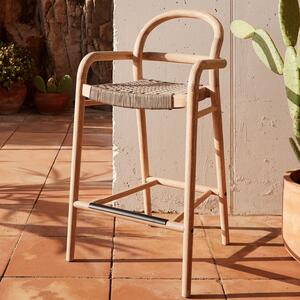 Dřevěná barová židle Kave Home Sheryl 69 cm s béžovým výpletem