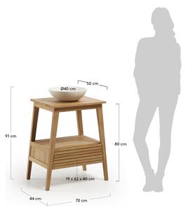 Kave Home Dřevěný stolek s terrazzo umyvadlem LaForma Sunday 70 x 50 cm
