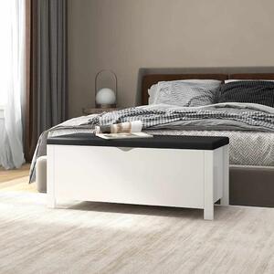 Úložný box s poduškou bílá 105 x 40 x 45 cm kompozitní dřevo 326768