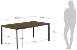 Ořechový rozkládací jídelní stůl Kave Home Nadyria 120/160 x 80 cm