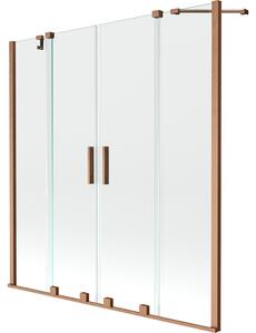 Mexen Velar Duo vanová zástěna 2-křídlová posuvná 160 x 150 cm, transparentní, kartáčovaná měď - 896-160-000-02-65