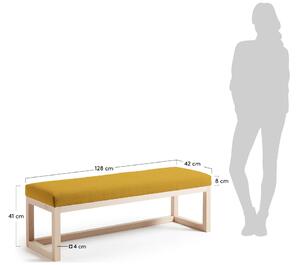 Hořčicově žlutá látková lavice Kave Home Loya 128 cm