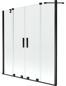 Mexen Velar Duo vanová zástěna 2-křídlová posuvná 140 x 150 cm, transparentní, černá - 896-140-000-02-70