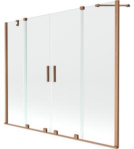 Mexen Velar Duo vana paraván 2-křídlý posuvný 200 x 150 cm, transparentní, kartáčovaná měď - 896-200-000-02-65