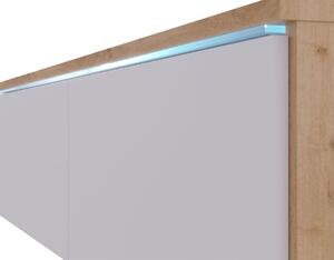 TV stolek Lancome 180, beton/bílý lesk s LED osvětlením