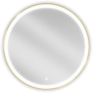 Mexen Esso osvětlené koupelnové zrcadlo, kulaté 80 cm, LED 6000K, protimlhové, zlatý rám - 9825-080-080-611-50