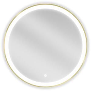 Mexen Esso osvětlené koupelnové zrcadlo, kulaté 70 cm, LED 6000K, antivapor, zlatý rám - 9825-070-070-611-50