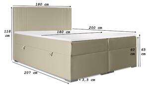Moderní boxspring postel Marvel 180x200cm, stříbrná Magic Velvet