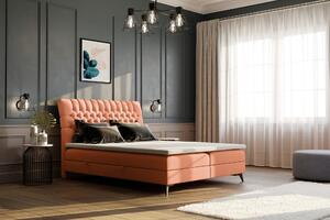 Moderní boxspring postel Maja 180x200cm, oranžová Magic Velvet