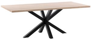 Dubový jídelní stůl Kave Home Argo 160 x 100 cm s černou kovovou podnoží
