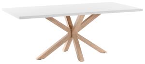 Bílý jídelní stůl Kave Home Argo 160 x 100 cm s přírodní kovovou podnoží