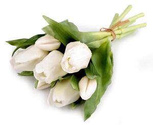 Umělá kytice tulipánů - 1 bílá