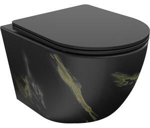 Mexen Lena WC mísa Rimless s pomalu sklápějícím sedátkem slim, duroplast, černý kámen - 30224098