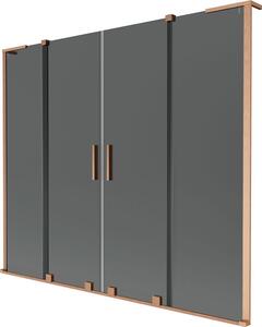 Mexen Velar L Duo vanová zástěna dvoukřídlá posuvná 170 x 150 cm, grafit, kartáčovaná měď - 896-170-003-42-65