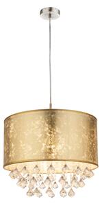 GLOBO Závěsný designový lustr s křišťály AMY, 1xE27, 60W, zlatý 15187H3