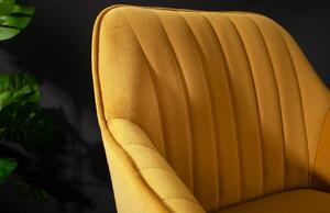 Moebel Living Hořčicově žlutá sametová barová židle Sige 73 cm