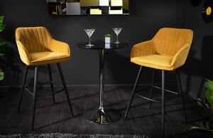 Moebel Living Hořčicově žlutá sametová barová židle Sige 73 cm