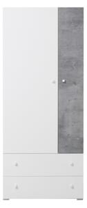 Šatní skříň SIGMAR 2, 80x190x50, bílá/beton